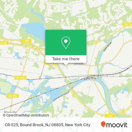 Mapa de CR-525, Bound Brook, NJ 08805