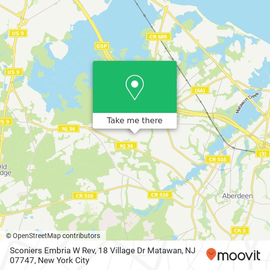 Mapa de Sconiers Embria W Rev, 18 Village Dr Matawan, NJ 07747