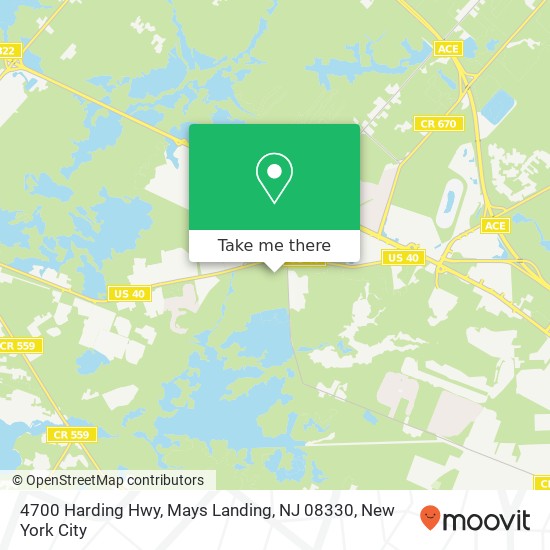 Mapa de 4700 Harding Hwy, Mays Landing, NJ 08330