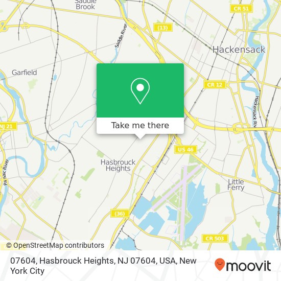 Mapa de 07604, Hasbrouck Heights, NJ 07604, USA
