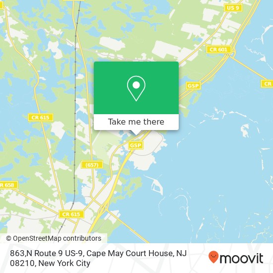 Mapa de 863,N Route 9 US-9, Cape May Court House, NJ 08210