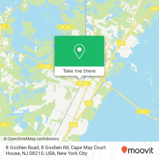 Mapa de 8 Goshen Road, 8 Goshen Rd, Cape May Court House, NJ 08210, USA