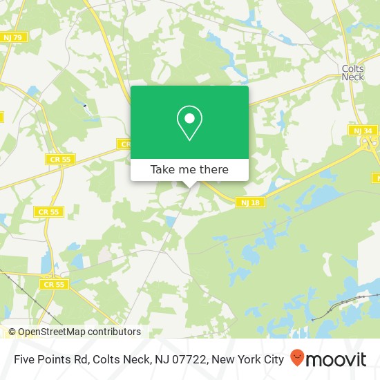 Mapa de Five Points Rd, Colts Neck, NJ 07722