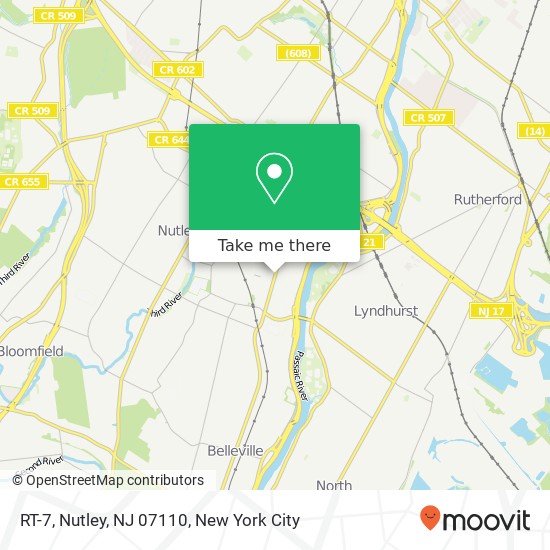 Mapa de RT-7, Nutley, NJ 07110