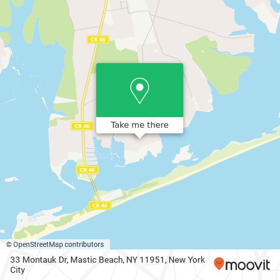 Mapa de 33 Montauk Dr, Mastic Beach, NY 11951