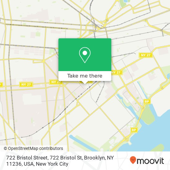 Mapa de 722 Bristol Street, 722 Bristol St, Brooklyn, NY 11236, USA