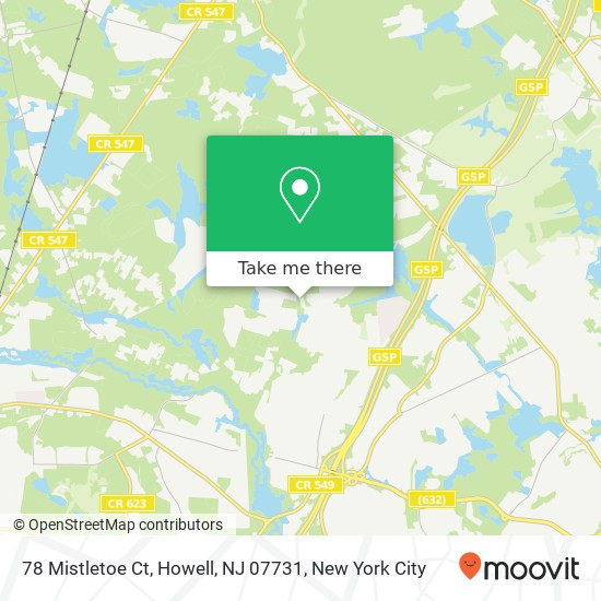 Mapa de 78 Mistletoe Ct, Howell, NJ 07731