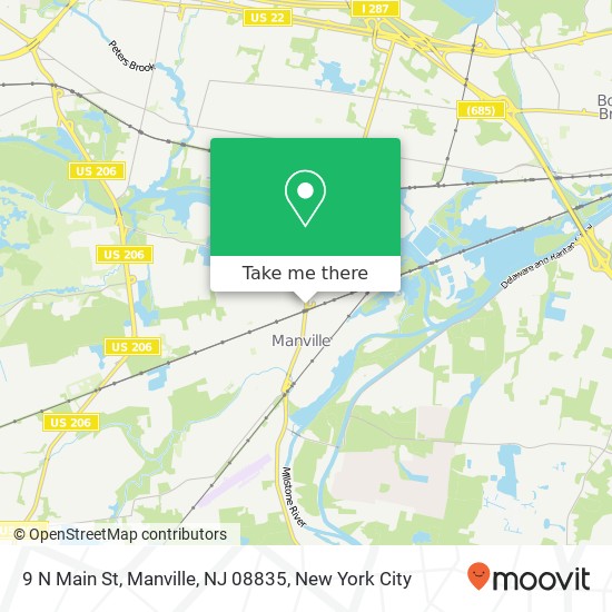 Mapa de 9 N Main St, Manville, NJ 08835