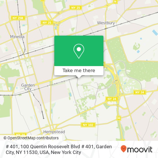 Mapa de # 401, 100 Quentin Roosevelt Blvd # 401, Garden City, NY 11530, USA