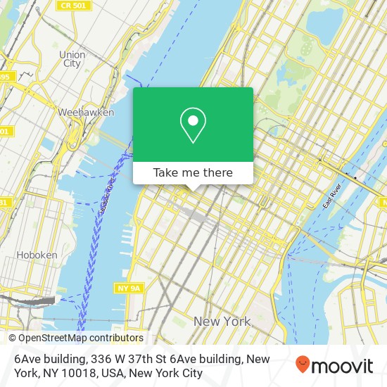 Mapa de 6Ave building, 336 W 37th St 6Ave building, New York, NY 10018, USA