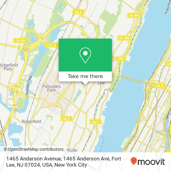 1465 Anderson Avenue, 1465 Anderson Ave, Fort Lee, NJ 07024, USA map
