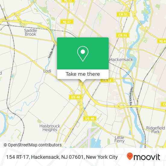 Mapa de 154 RT-17, Hackensack, NJ 07601