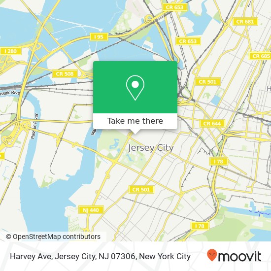 Mapa de Harvey Ave, Jersey City, NJ 07306