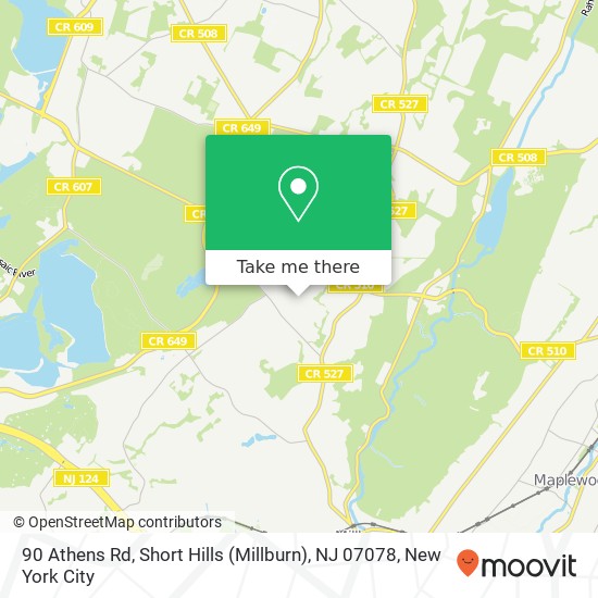 Mapa de 90 Athens Rd, Short Hills (Millburn), NJ 07078