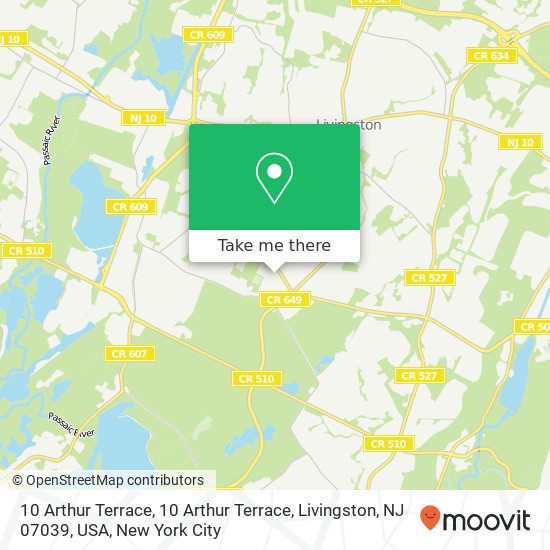 10 Arthur Terrace, 10 Arthur Terrace, Livingston, NJ 07039, USA map