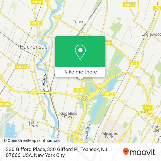 Mapa de 330 Gifford Place, 330 Gifford Pl, Teaneck, NJ 07666, USA