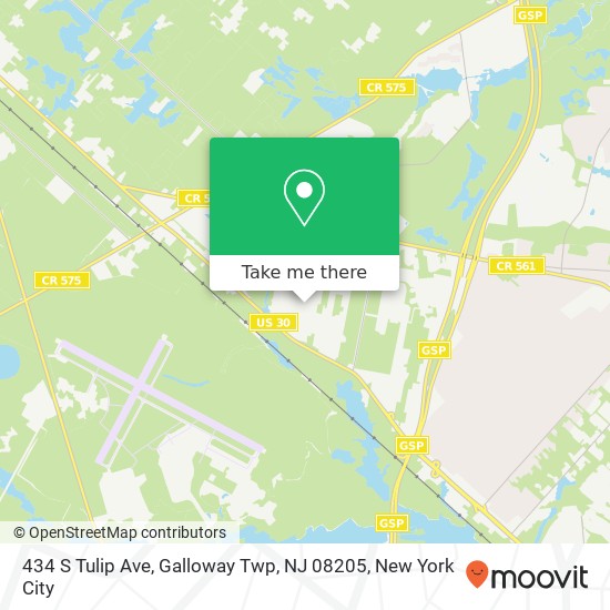 Mapa de 434 S Tulip Ave, Galloway Twp, NJ 08205