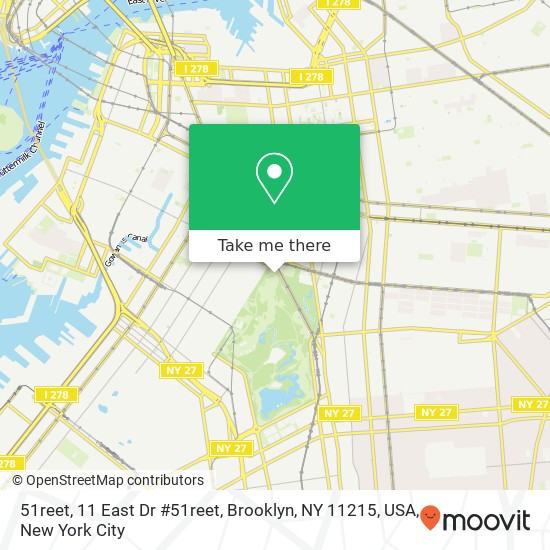 51reet, 11 East Dr #51reet, Brooklyn, NY 11215, USA map