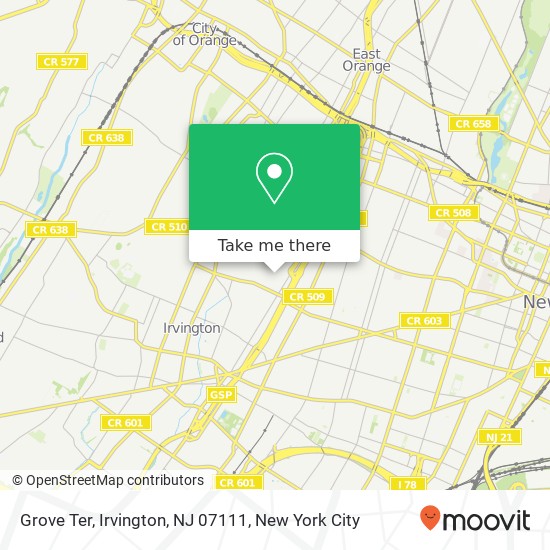 Mapa de Grove Ter, Irvington, NJ 07111
