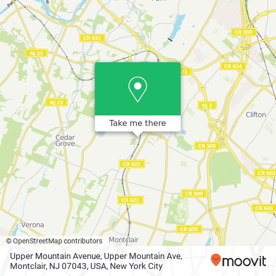 Mapa de Upper Mountain Avenue, Upper Mountain Ave, Montclair, NJ 07043, USA