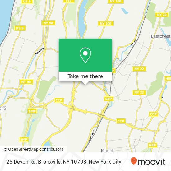 Mapa de 25 Devon Rd, Bronxville, NY 10708