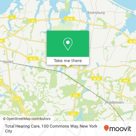 Mapa de Total Hearing Care, 100 Commons Way