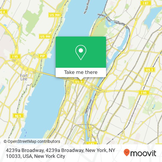 Mapa de 4239a Broadway, 4239a Broadway, New York, NY 10033, USA