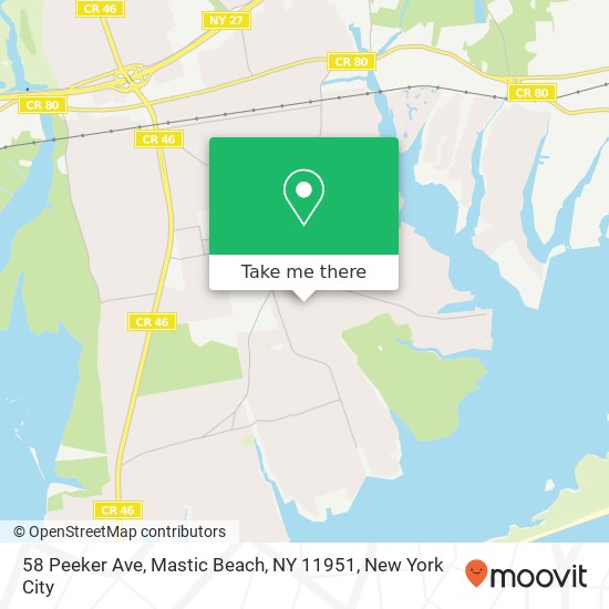 58 Peeker Ave, Mastic Beach, NY 11951 map