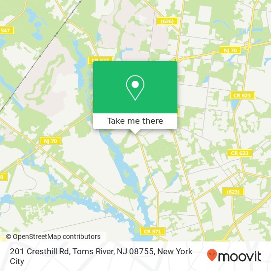 Mapa de 201 Cresthill Rd, Toms River, NJ 08755