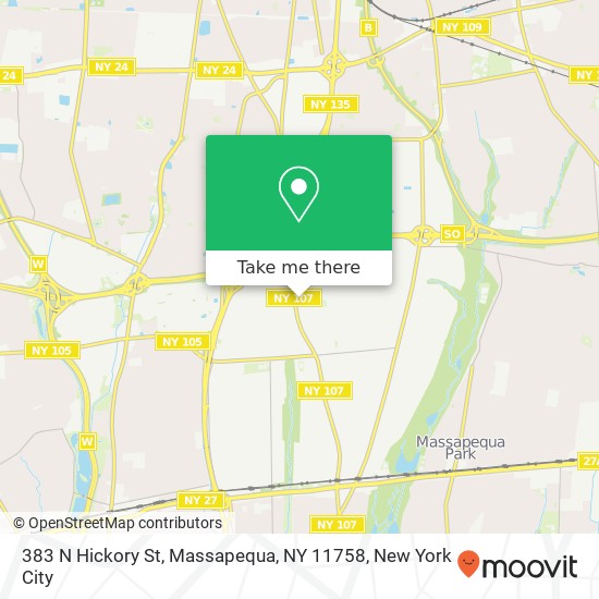 Mapa de 383 N Hickory St, Massapequa, NY 11758