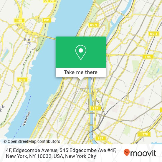 Mapa de 4F, Edgecombe Avenue, 545 Edgecombe Ave #4F, New York, NY 10032, USA