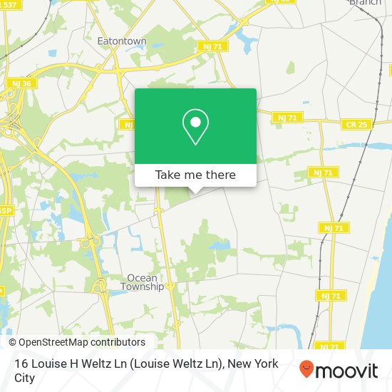 Mapa de 16 Louise H Weltz Ln (Louise Weltz Ln), Oakhurst, NJ 07755