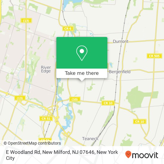 Mapa de E Woodland Rd, New Milford, NJ 07646
