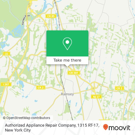 Mapa de Authorized Appliance Repair Company, 1315 RT-17
