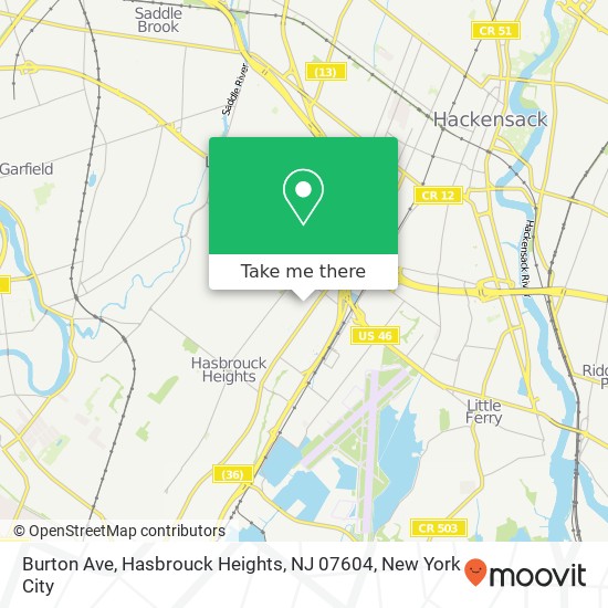 Mapa de Burton Ave, Hasbrouck Heights, NJ 07604