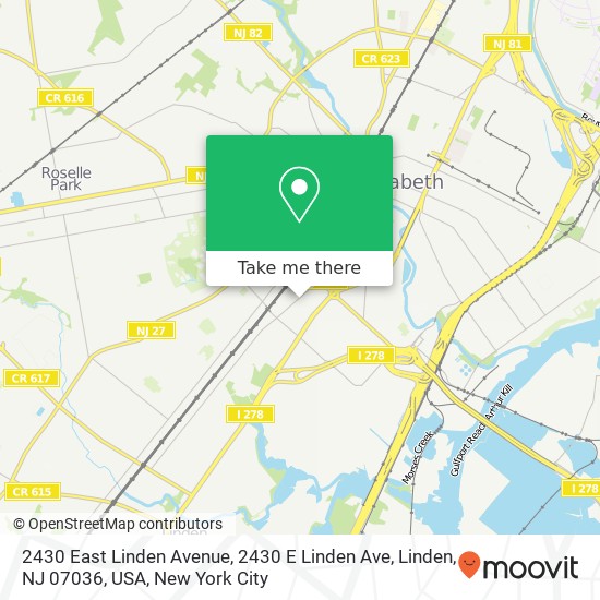 2430 East Linden Avenue, 2430 E Linden Ave, Linden, NJ 07036, USA map