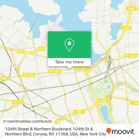 104th Street & Northern Boulevard, 104th St & Northern Blvd, Corona, NY 11368, USA map