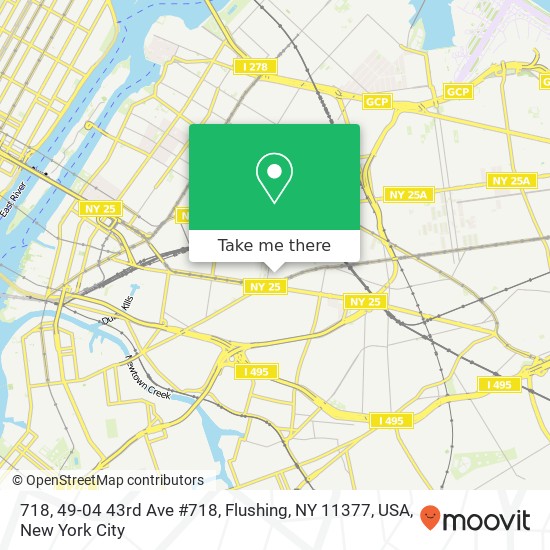 Mapa de 718, 49-04 43rd Ave #718, Flushing, NY 11377, USA