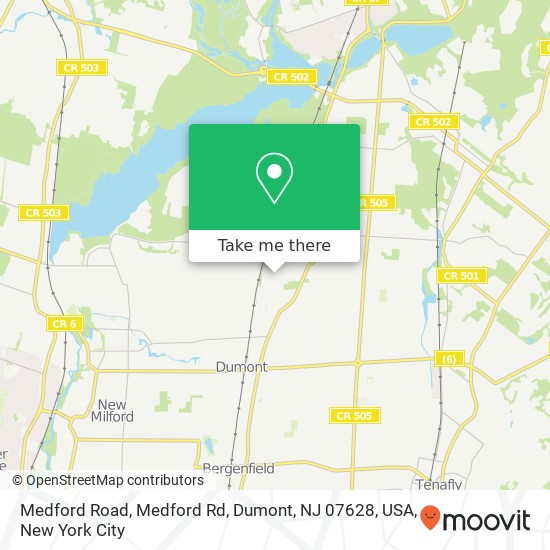 Mapa de Medford Road, Medford Rd, Dumont, NJ 07628, USA
