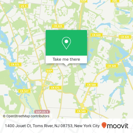 Mapa de 1400 Jouet Ct, Toms River, NJ 08753