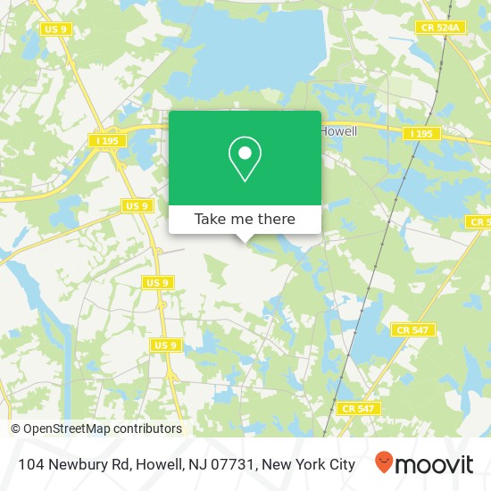 Mapa de 104 Newbury Rd, Howell, NJ 07731