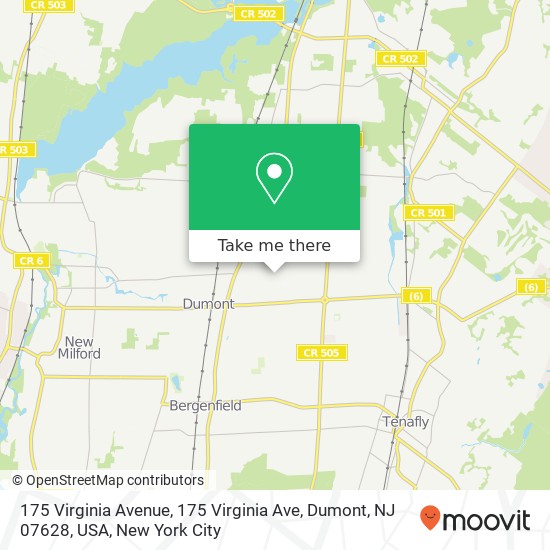 Mapa de 175 Virginia Avenue, 175 Virginia Ave, Dumont, NJ 07628, USA