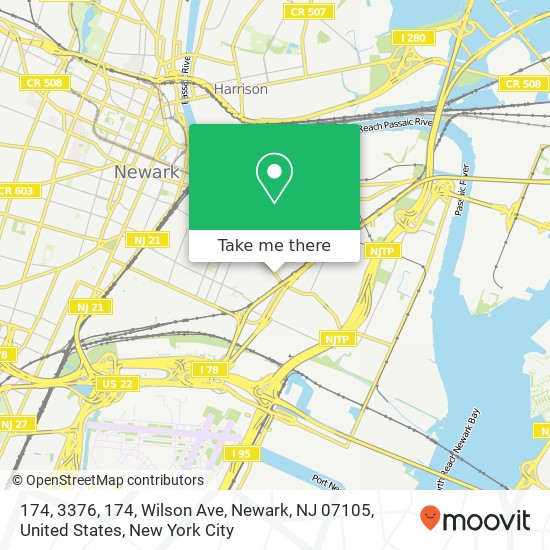 Mapa de 174, 3376, 174, Wilson Ave, Newark, NJ 07105, United States