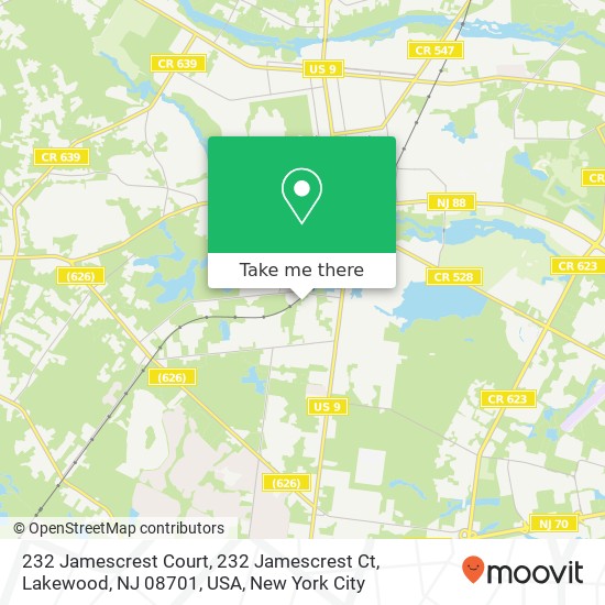 232 Jamescrest Court, 232 Jamescrest Ct, Lakewood, NJ 08701, USA map