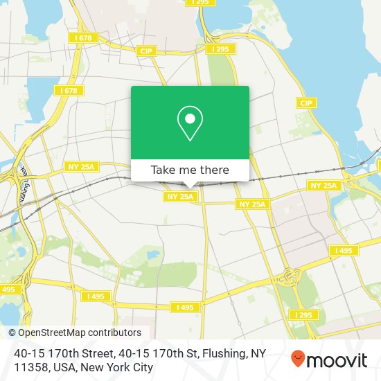 Mapa de 40-15 170th Street, 40-15 170th St, Flushing, NY 11358, USA
