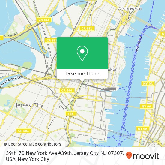 39th, 70 New York Ave #39th, Jersey City, NJ 07307, USA map