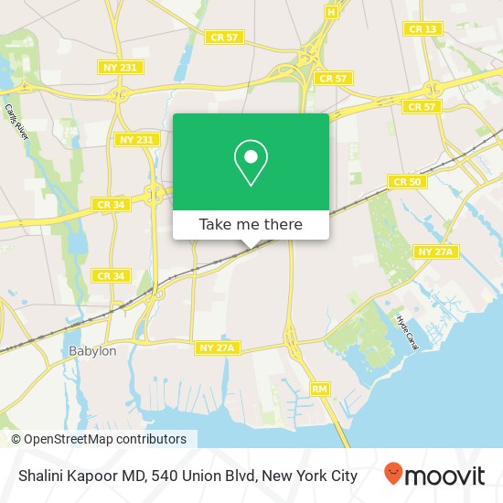 Shalini Kapoor MD, 540 Union Blvd map
