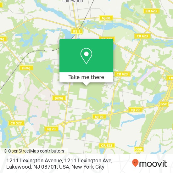 Mapa de 1211 Lexington Avenue, 1211 Lexington Ave, Lakewood, NJ 08701, USA