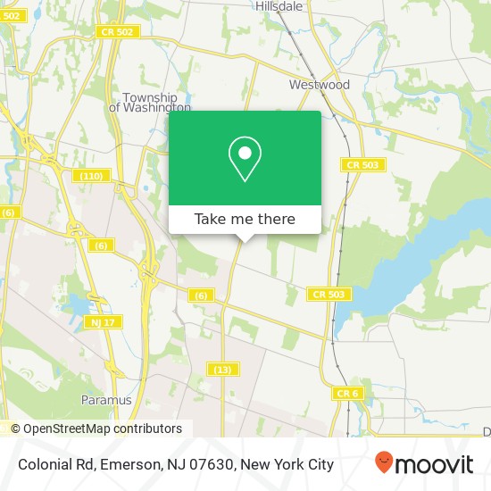 Mapa de Colonial Rd, Emerson, NJ 07630