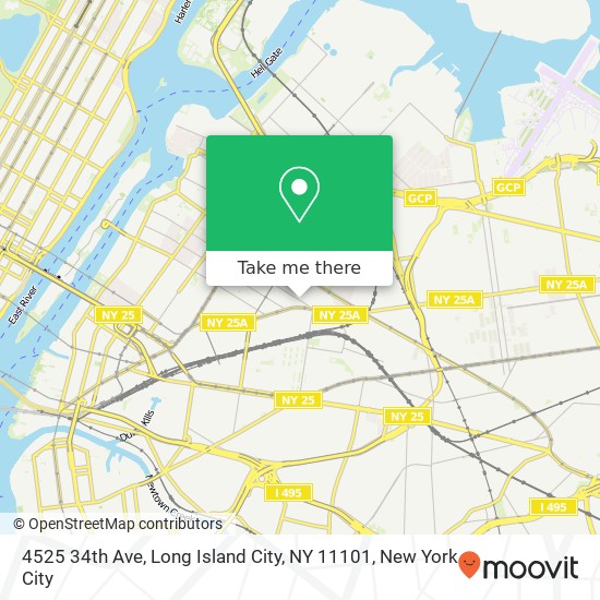 Mapa de 4525 34th Ave, Long Island City, NY 11101